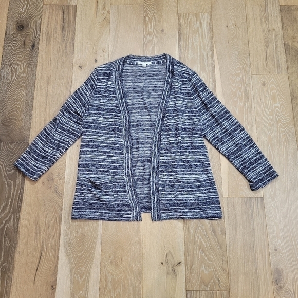 Studio Works Women's blue/white marled cardigan size Large - Picture 4 of 9